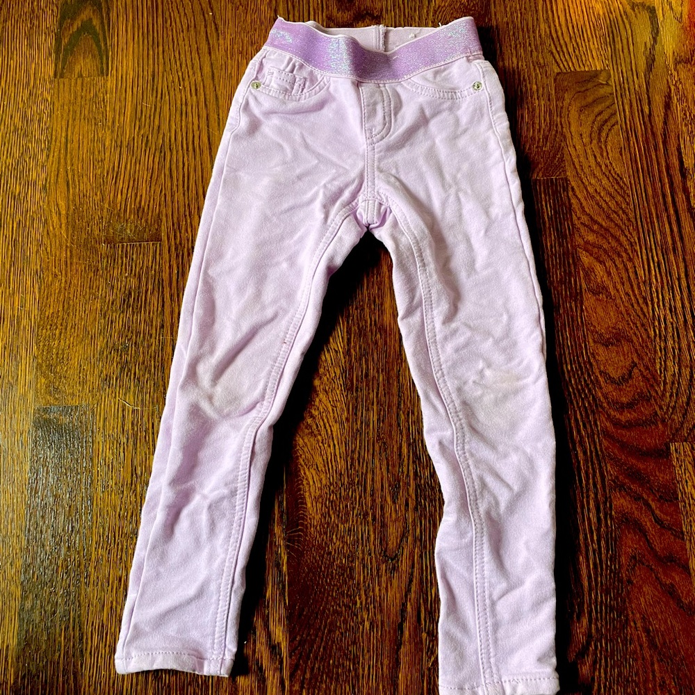 Purple jeans with stretchy / sparkly waist
